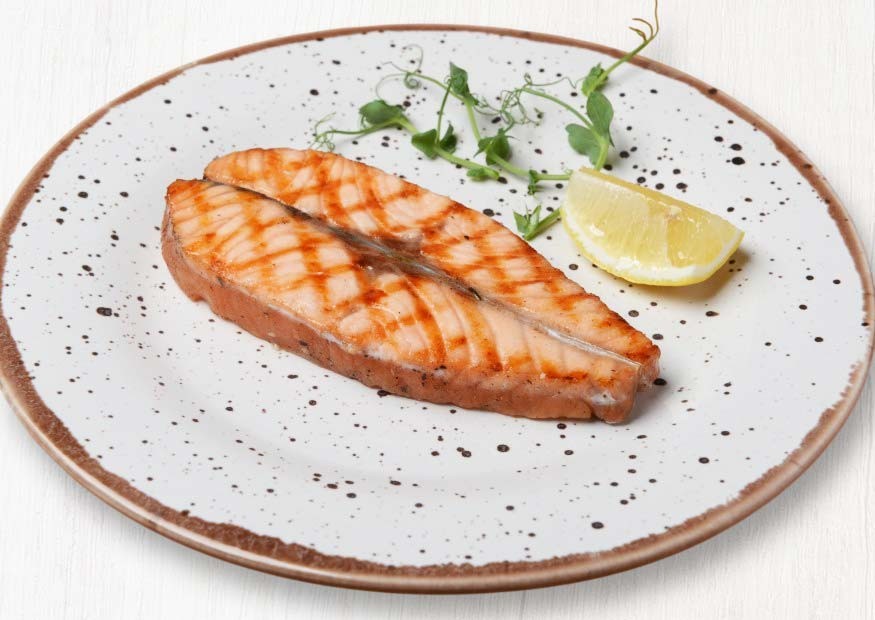 Grilled/steamed salmon steak