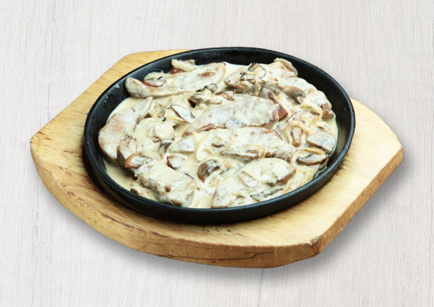 Mutton tongues in mushroom sauce