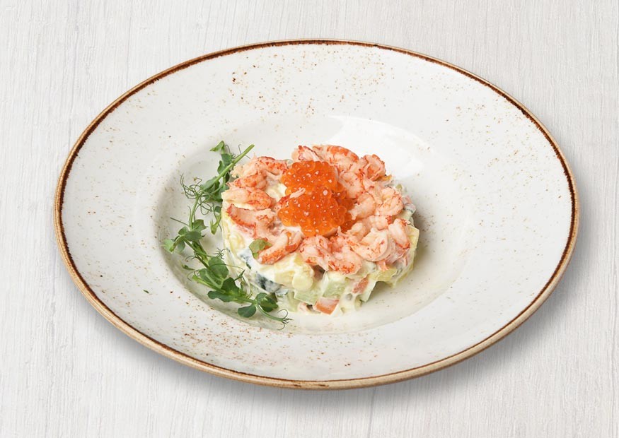 «Olivier» salad with crayfish
